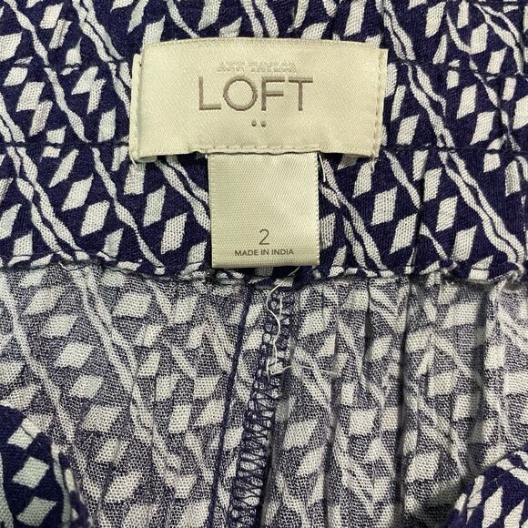 Ann Taylor LOFT Maxi Skirt Button Front Drawstring Navy Blue & White Womens Sz 2 - Picture 8 of 10